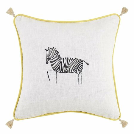 PUESTA EN ESCENA 16 x 16 in. Zebra Square Embroidered Pillow with Tassels 1867769